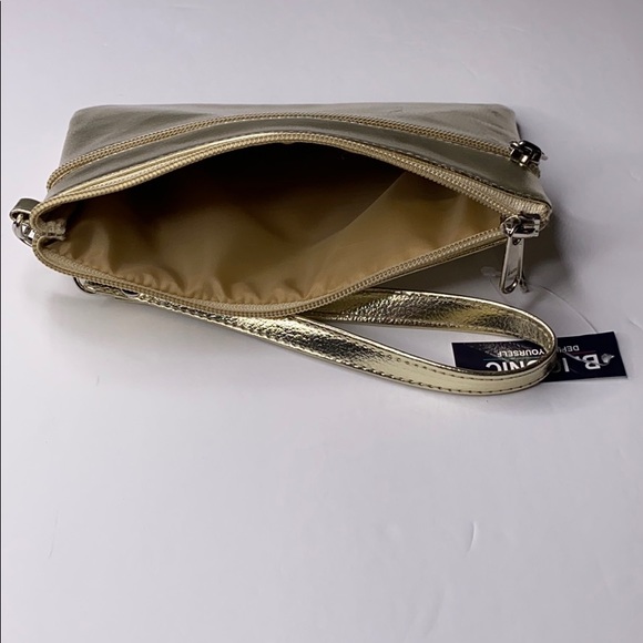 B Iconic Gold Wristlet Zipper Pouch Purse - Picture 5 of 8